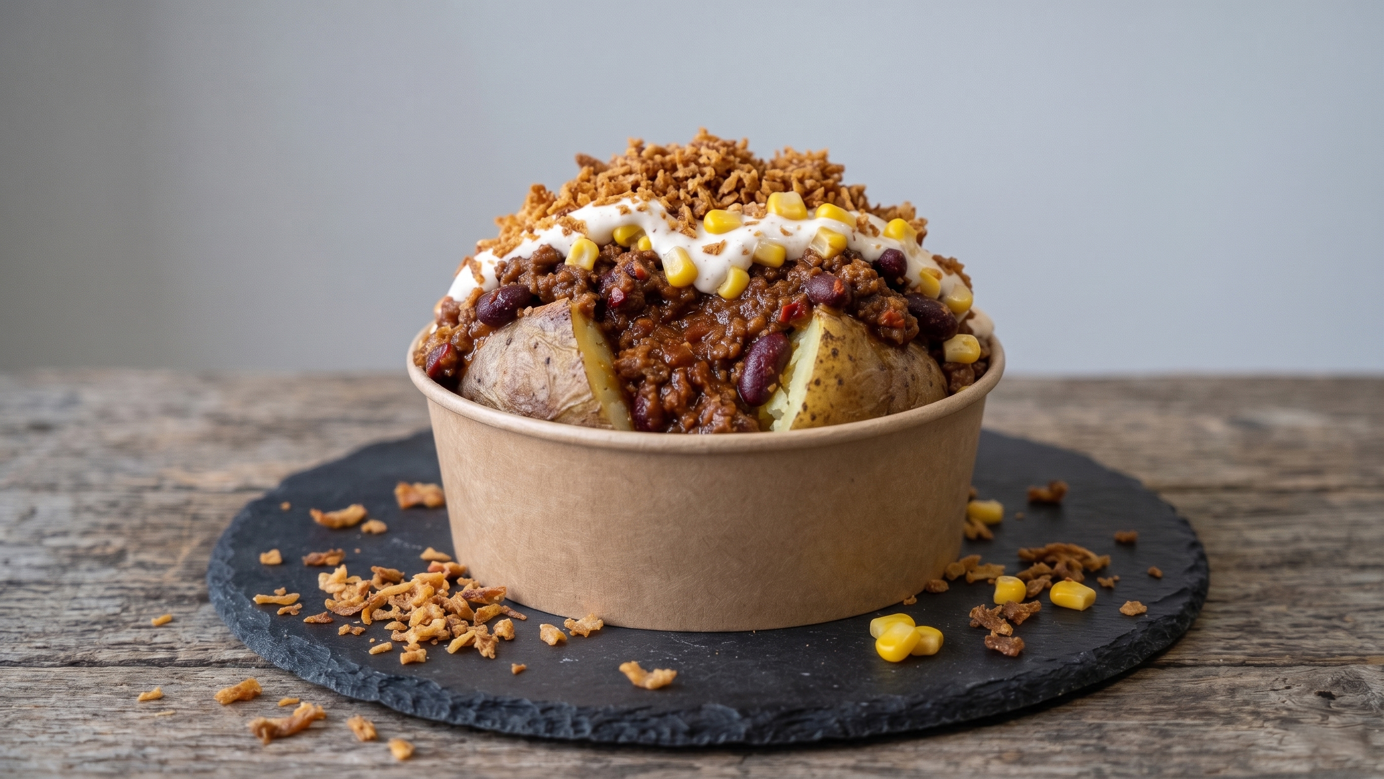 Bakt potet med chili con carne